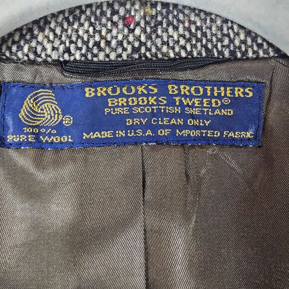 VTG Brooks Brothers Brookstweed Scottish Wool Sport Coat 42L Gray/Multi Blazer - Picture 3 of 13